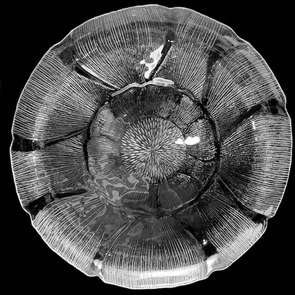 Vintage 1980s Arcoroc Fleur 13" Wide Platter France Flower Clear Embossed Floral
